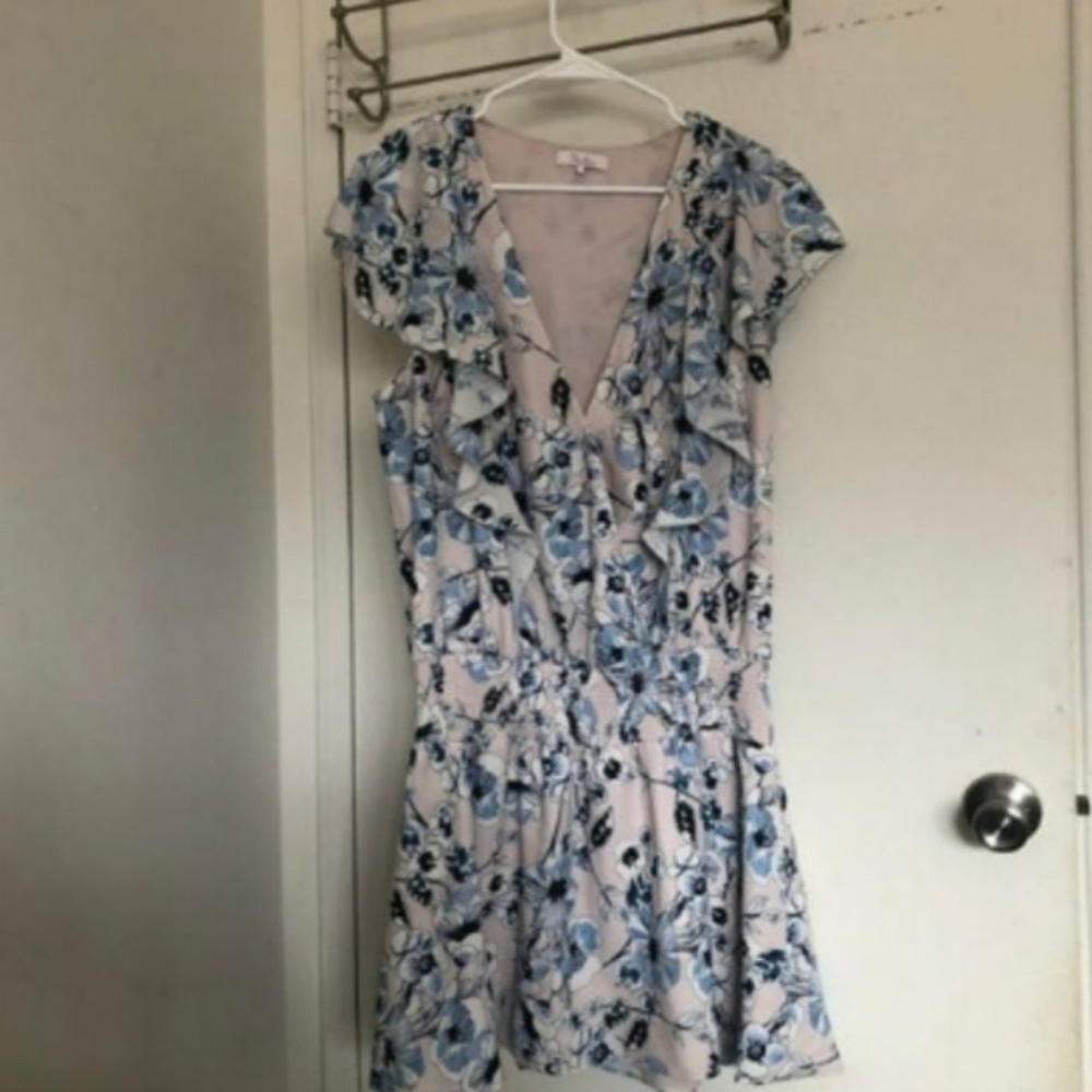 Parker Womens Drop Waist Ruffle Mini Dress Sz L